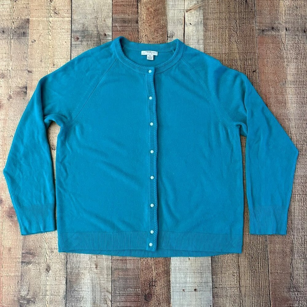 Mercer Street Studio Marine blue button down sweater cardigan women's xl